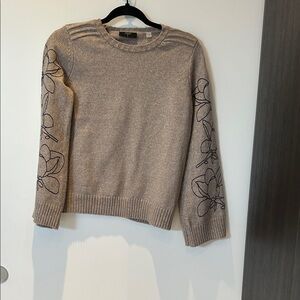Tahari Patterned XS Sleeves Beige Sweater